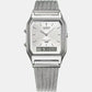 Classics Men Quartz Silver Dial Analog-Digital Leather Watch D418