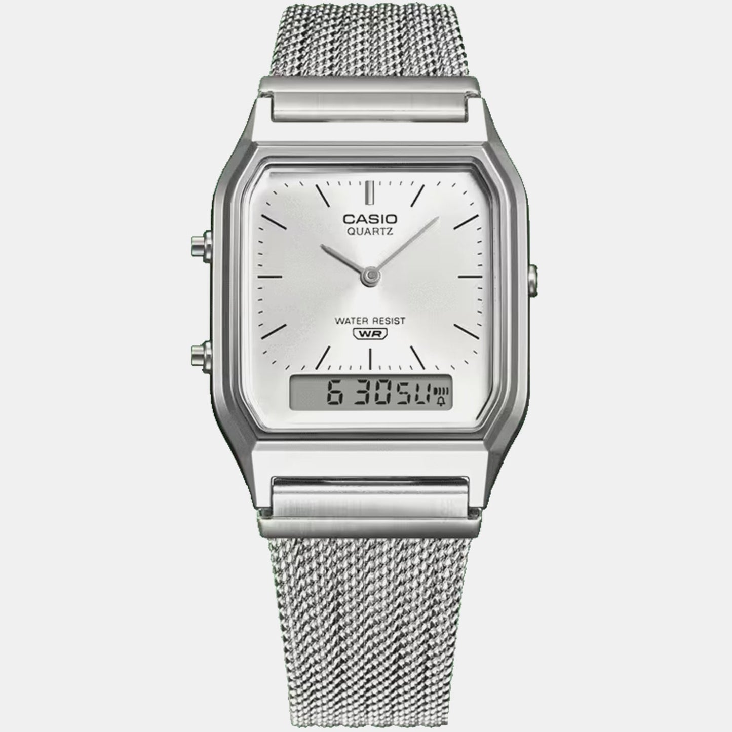 Classics Men Quartz Silver Dial Analog-Digital Leather Watch D418