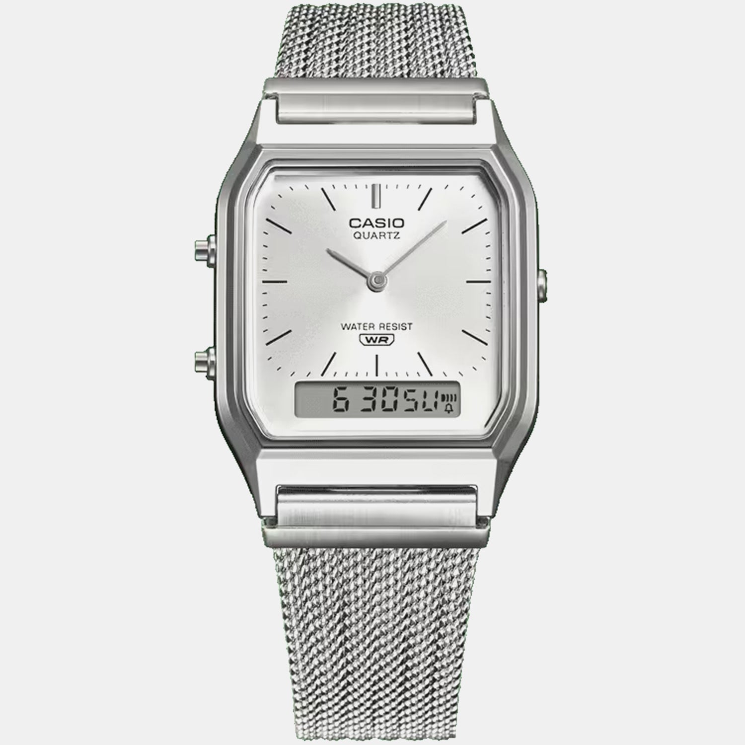 Classics Men Quartz Silver Dial Analog-Digital Leather Watch D418