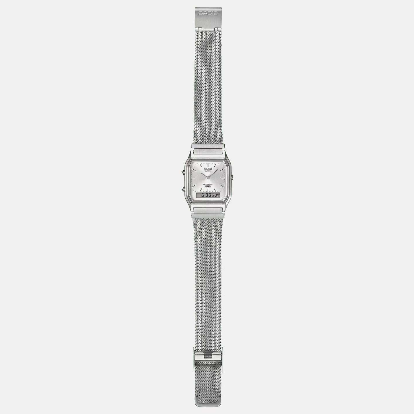 Classics Men Quartz Silver Dial Analog-Digital Leather Watch D418