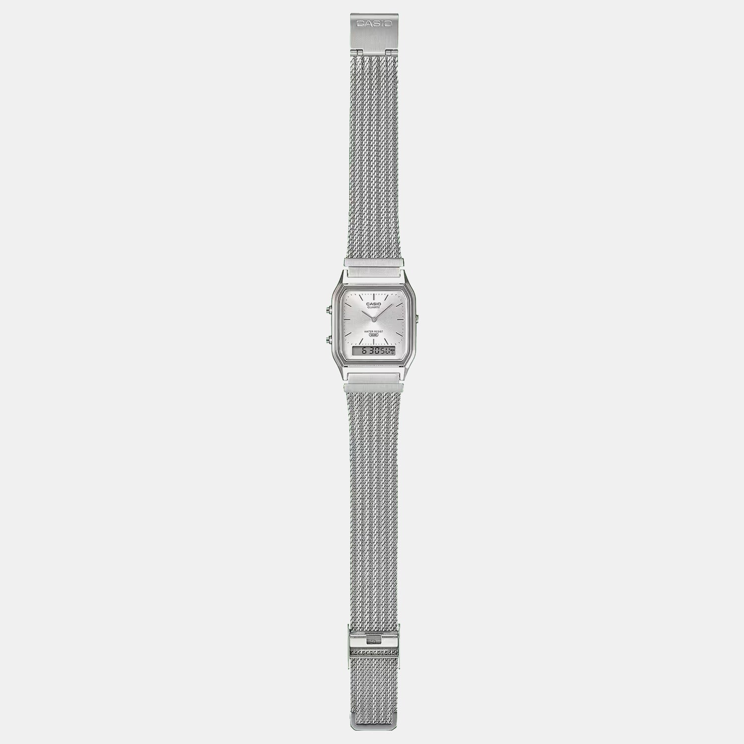 Classics Men Quartz Silver Dial Analog-Digital Leather Watch D418