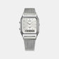 Classics Men Quartz Silver Dial Analog-Digital Leather Watch D418