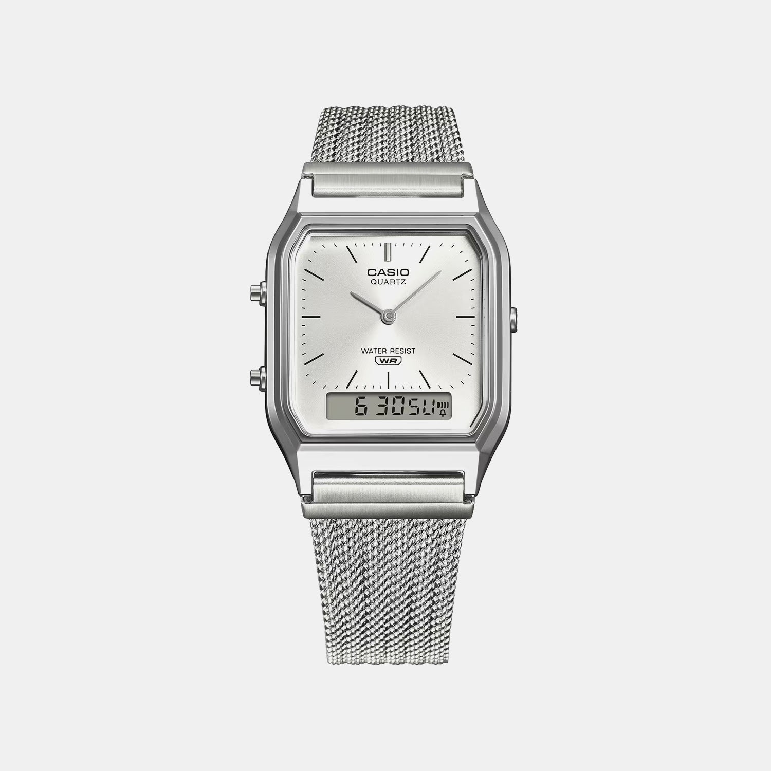 Classics Men Quartz Silver Dial Analog-Digital Leather Watch D418