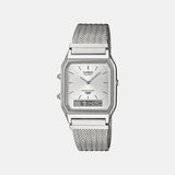 Classics Men Quartz Silver Dial Analog-Digital Leather Watch D418