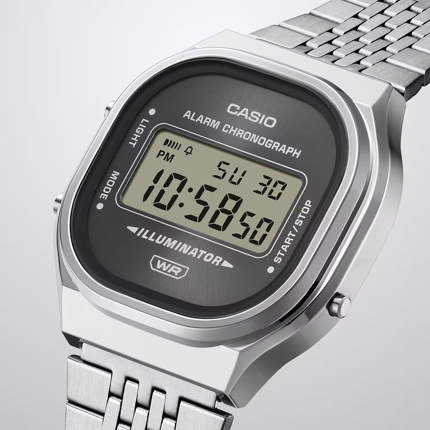 Vintage Unisex Quartz Grey Dial Digital Stainless Steel Watch D435