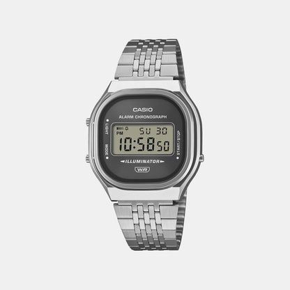 Vintage Unisex Quartz Grey Dial Digital Stainless Steel Watch D435