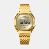 Vintage Unisex Quartz Gold Dial Digital Stainless Steel Watch D436