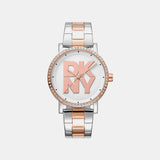 Soho Logo Women Quartz Silver Dial Analog Stainless Steel Watch DK1L035M0095