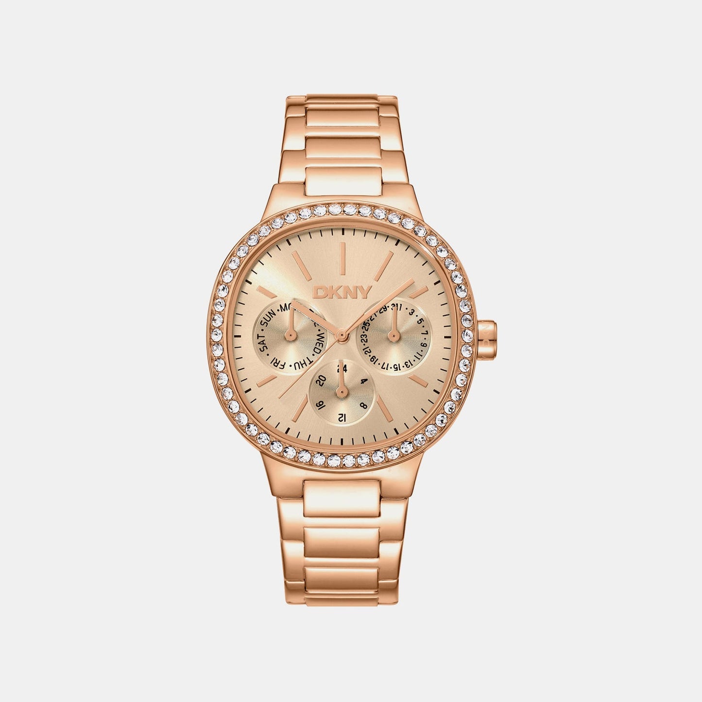Evening Women Quartz Rose Gold Dial Multi-Function Stainless Steel Watch DK1L084M0075