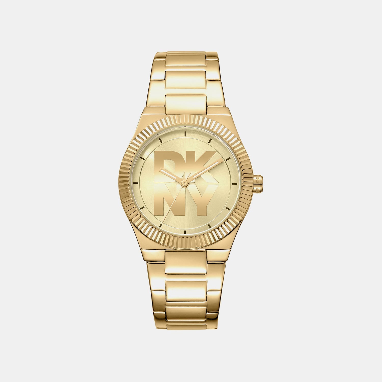 Logo Women Quartz Champagne Dial Analog Stainless Steel Watch DK1L102M0035