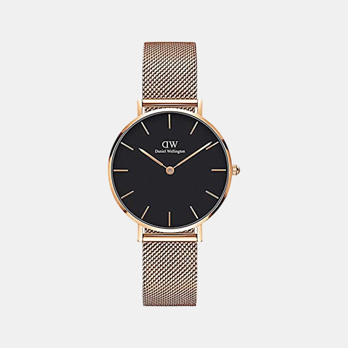 Petite Women Quartz Black Dial Analog Mesh Watch DW00100161K