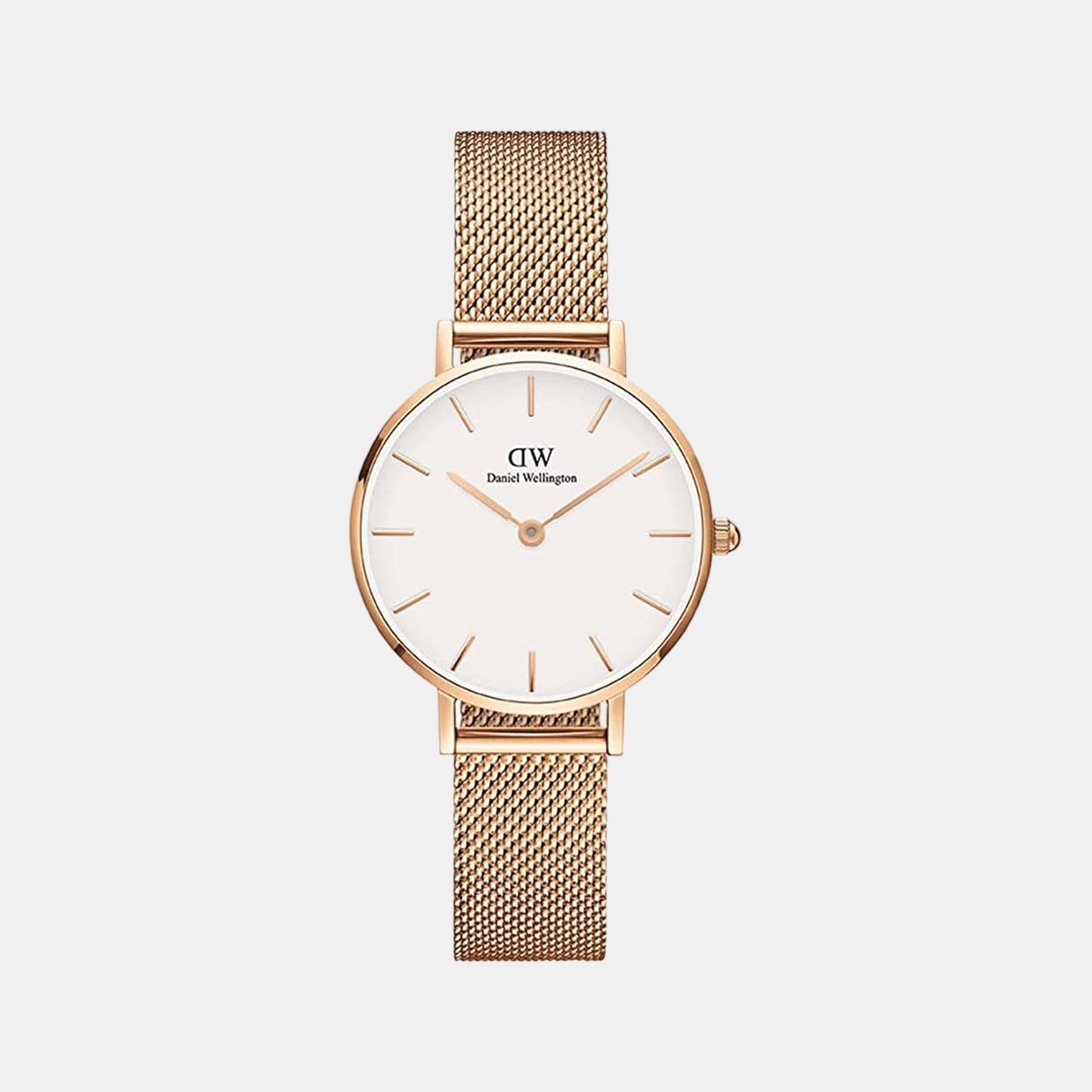 Petite Women Quartz White Dial Analog Mesh Watch DW00100219K