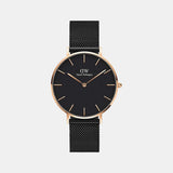 Petite Unisex Quartz Black Dial Analog Stainless Steel Watch DW00100307K
