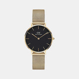 Petite Women Quartz Black Dial Analog Mesh Watch DW00100347K