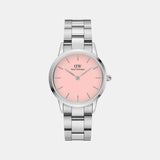 Iconic Women Quartz Pink Dial Analog Stainless Steel Watch DW00100536