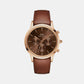 Iconic Men Quartz Brown Dial Chronograph Leather Watch DW00100640K