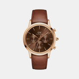 Iconic Men Quartz Brown Dial Chronograph Leather Watch DW00100640K