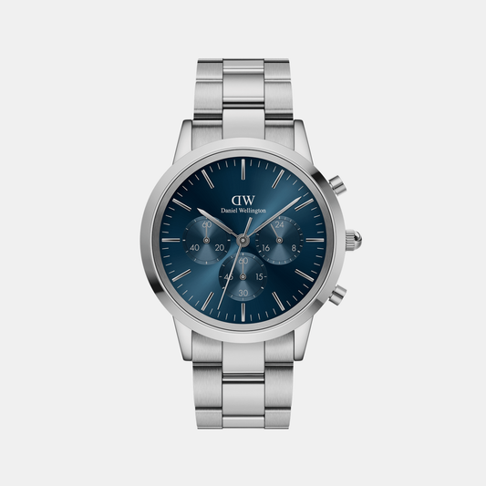 Iconic Men Quartz Blue Dial Chronograph Stainless Steel Watch DW00100644K