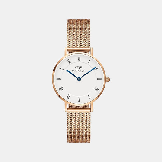 Petite Women Quartz White Dial Analog Stainless Steel Watch DW00100681K