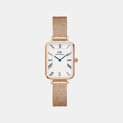 Quadro Women Quartz White Dial Analog Mesh Watch DW00100687K