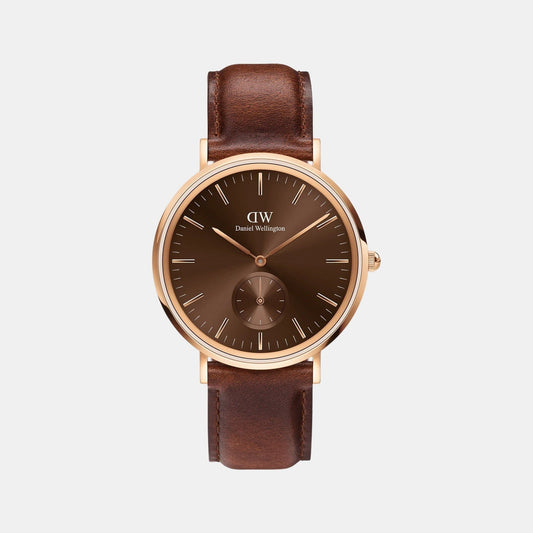 Classic Men Quartz Brown Dial Analog Leather Watch DW00100707K