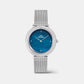 Crystal Bezel Women Quartz Blue Dial Analog Stainless Steel Watch DW00100825K