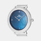 Crystal Bezel Women Quartz Blue Dial Analog Stainless Steel Watch DW00100825K