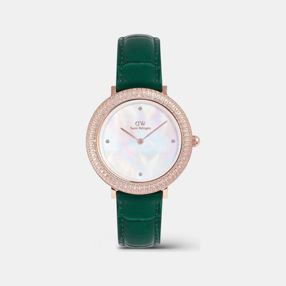 Women Quartz Mother Of Pearl Dial Analog Leather Watch DW00100826K