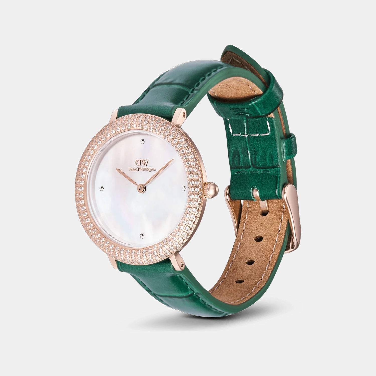 Women Quartz Mother Of Pearl Dial Analog Leather Watch DW00100826K