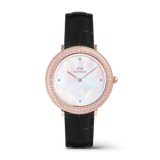 Crystalline Bezel Black Croc Rose Gold