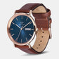 Classic Men Quartz Blue Dial Analog Leather Watch DW00100830K