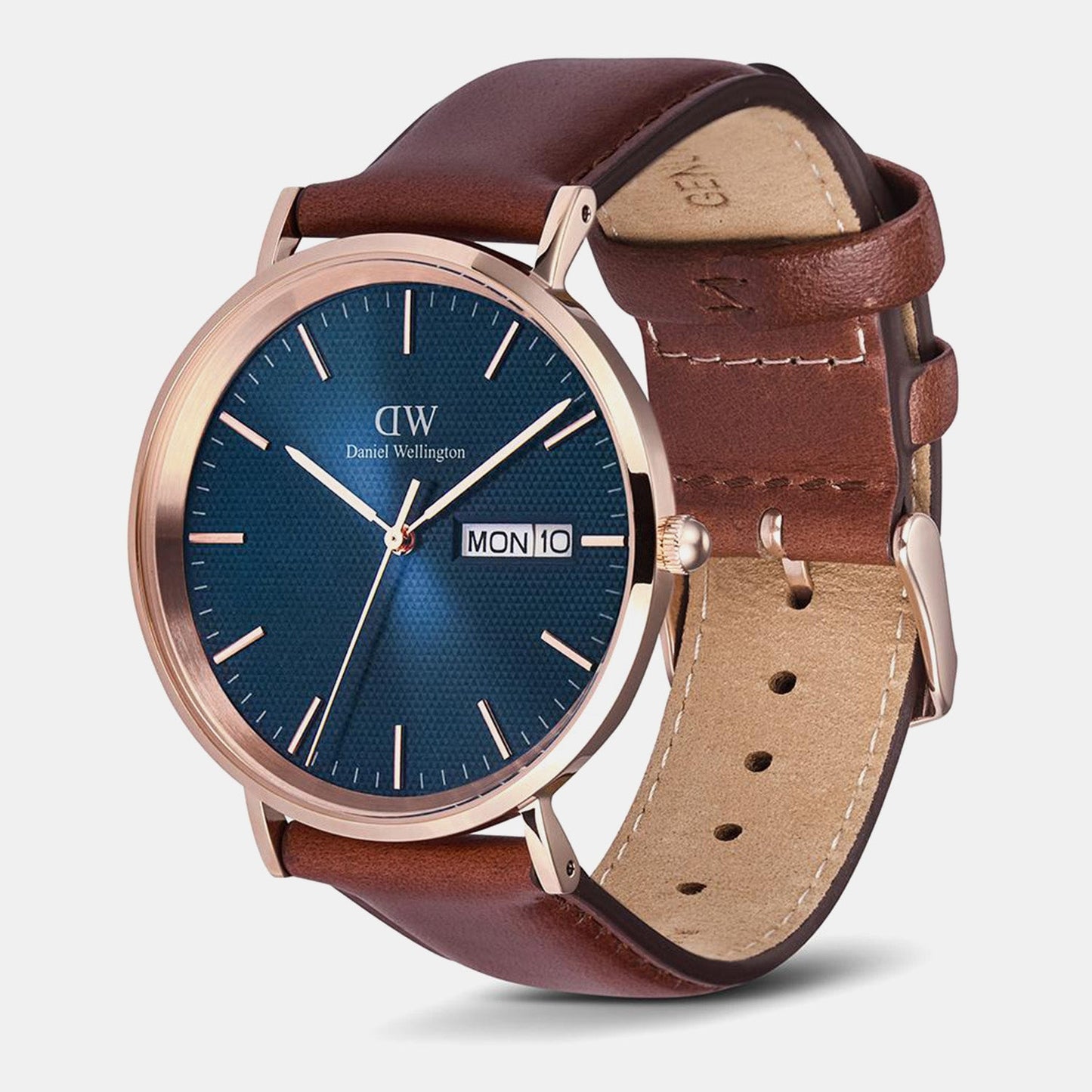Classic Men Quartz Blue Dial Analog Leather Watch DW00100830K