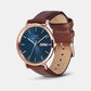 Classic Men Quartz Blue Dial Analog Leather Watch DW00100830K