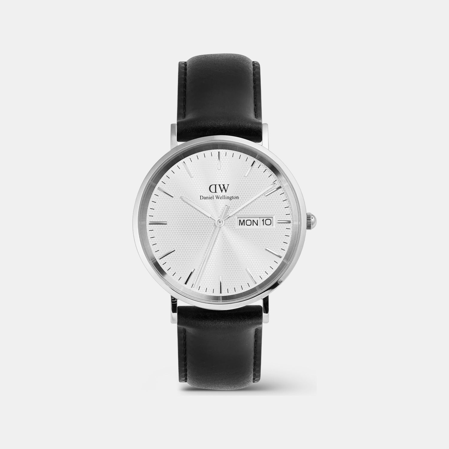 Classic Day Date Men Quartz White Dial Analog Leather Watch DW00100832K