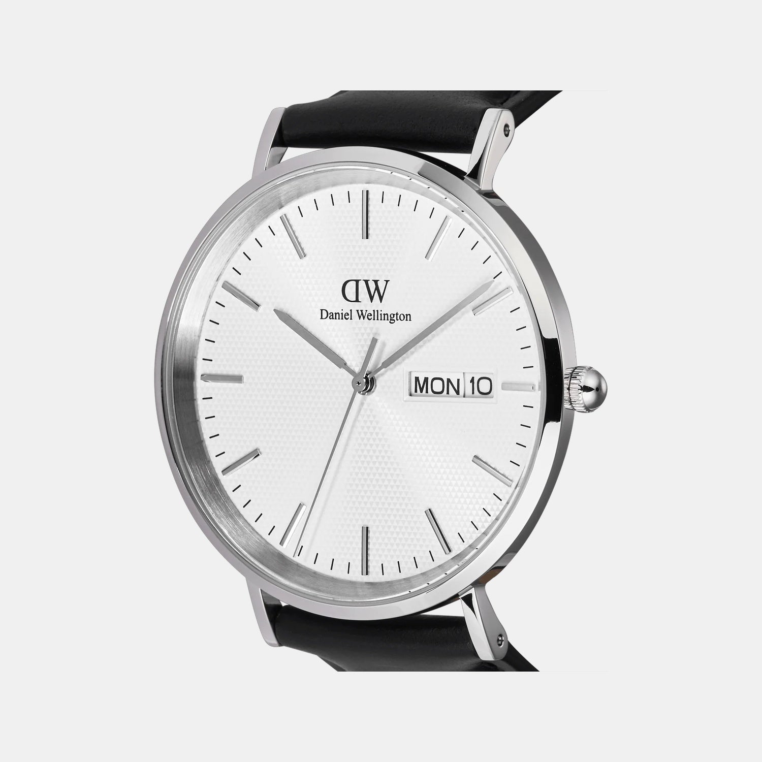 Classic Day Date Men Quartz White Dial Analog Leather Watch DW00100832K