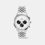 Iconic Men Quartz White Dial Chronograph Stainless Steel Watch DW00100872K