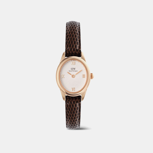 Women Quartz White Dial Analog Leather Watch DW00100894