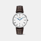 Men Quartz White Dial Analog Leather Watch DW00100911K