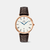 Classic Men Quartz White Dial Analog Leather Watch DW00100913K