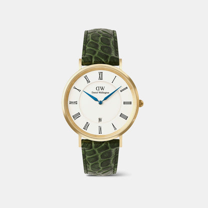 Classic Men Quartz White Dial Analog Leather Watch DW00100917K