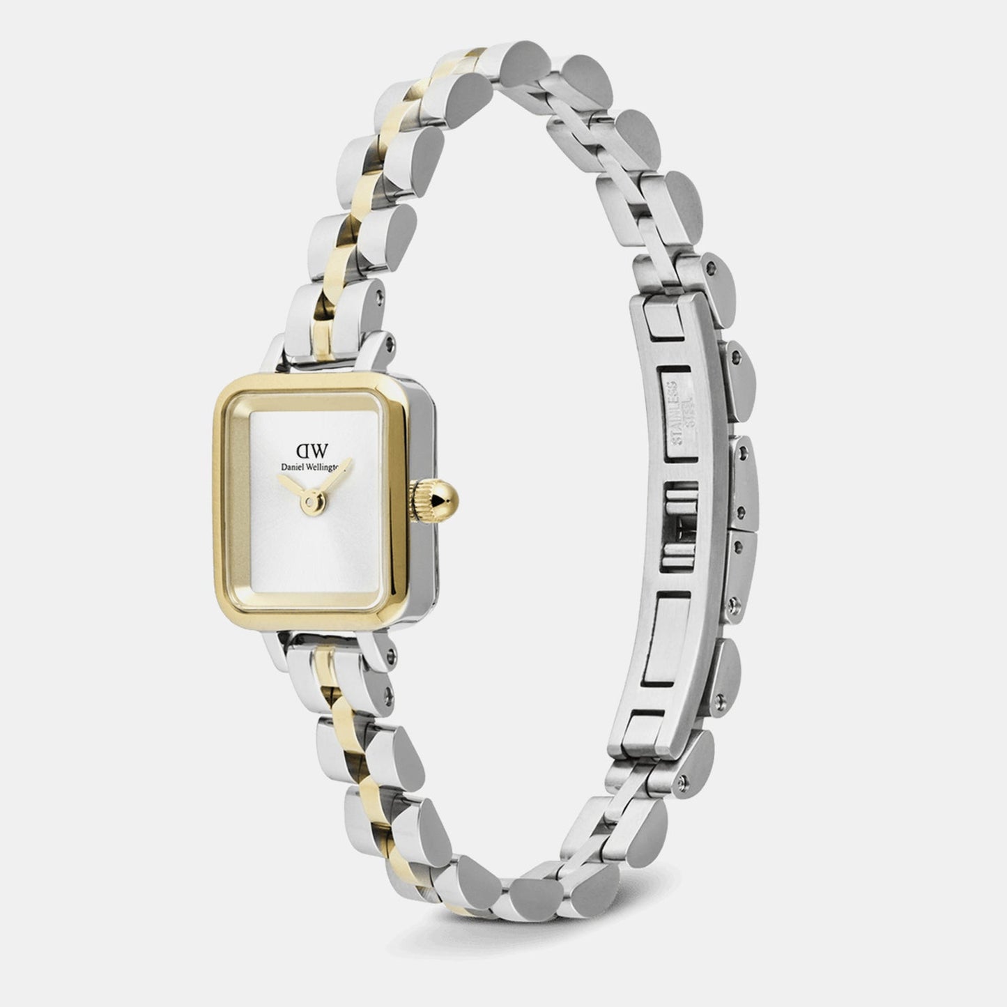 Quadro Mini Arch 3-Link Women Quartz White Dial Analog Stainless Steel Watch DW00100925K