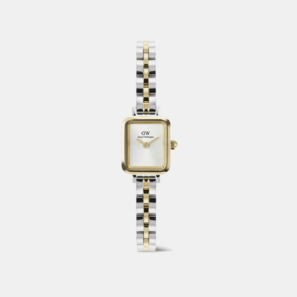 Quadro Mini Arch 3-Link Women Quartz White Dial Analog Stainless Steel Watch DW00100925K
