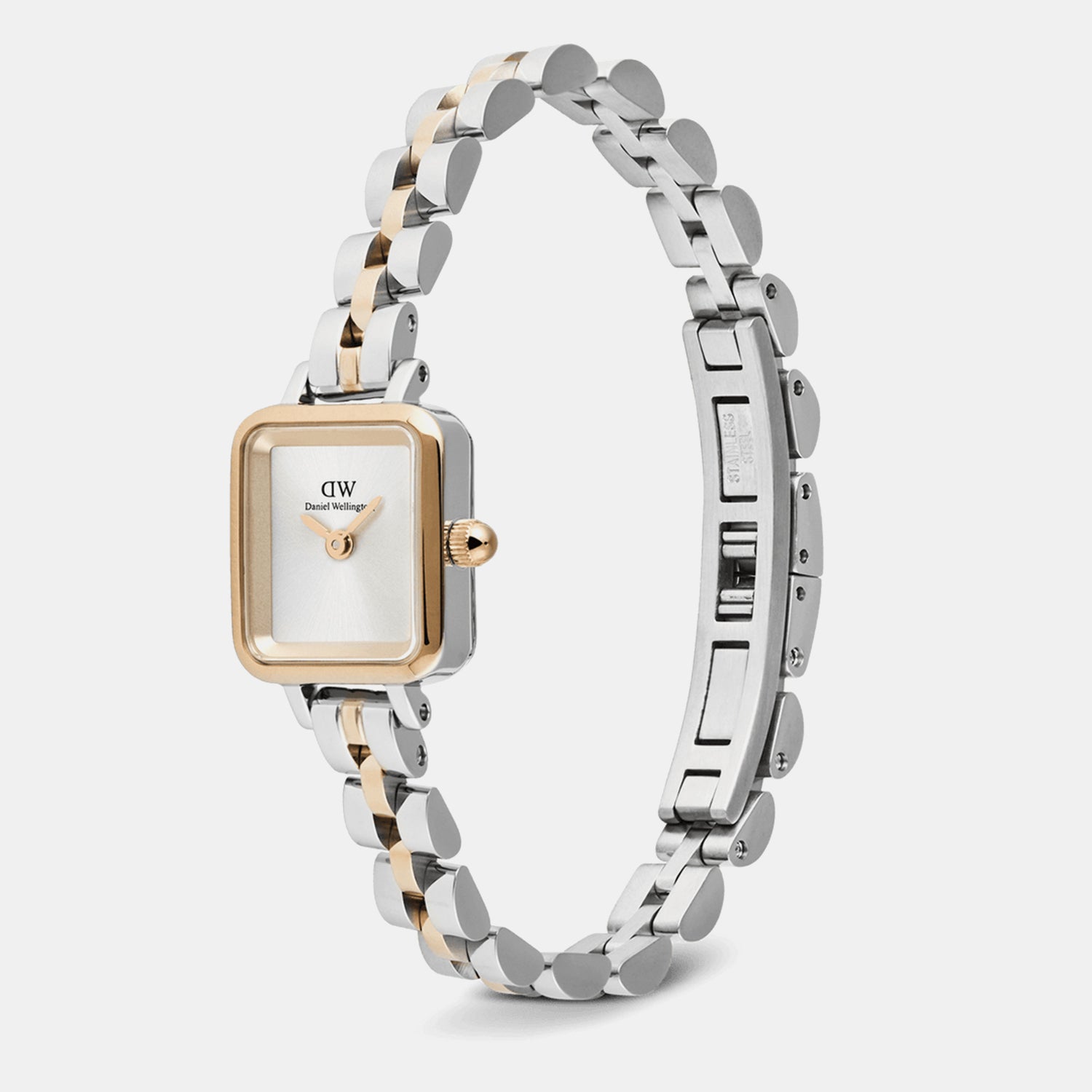 Quadro Mini Arch 3-Link Women Quartz White Dial Analog Stainless Steel Watch DW00100926K