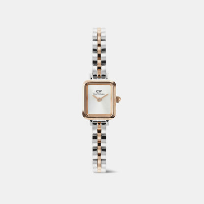 Quadro Mini Arch 3-Link Women Quartz White Dial Analog Stainless Steel Watch DW00100926K