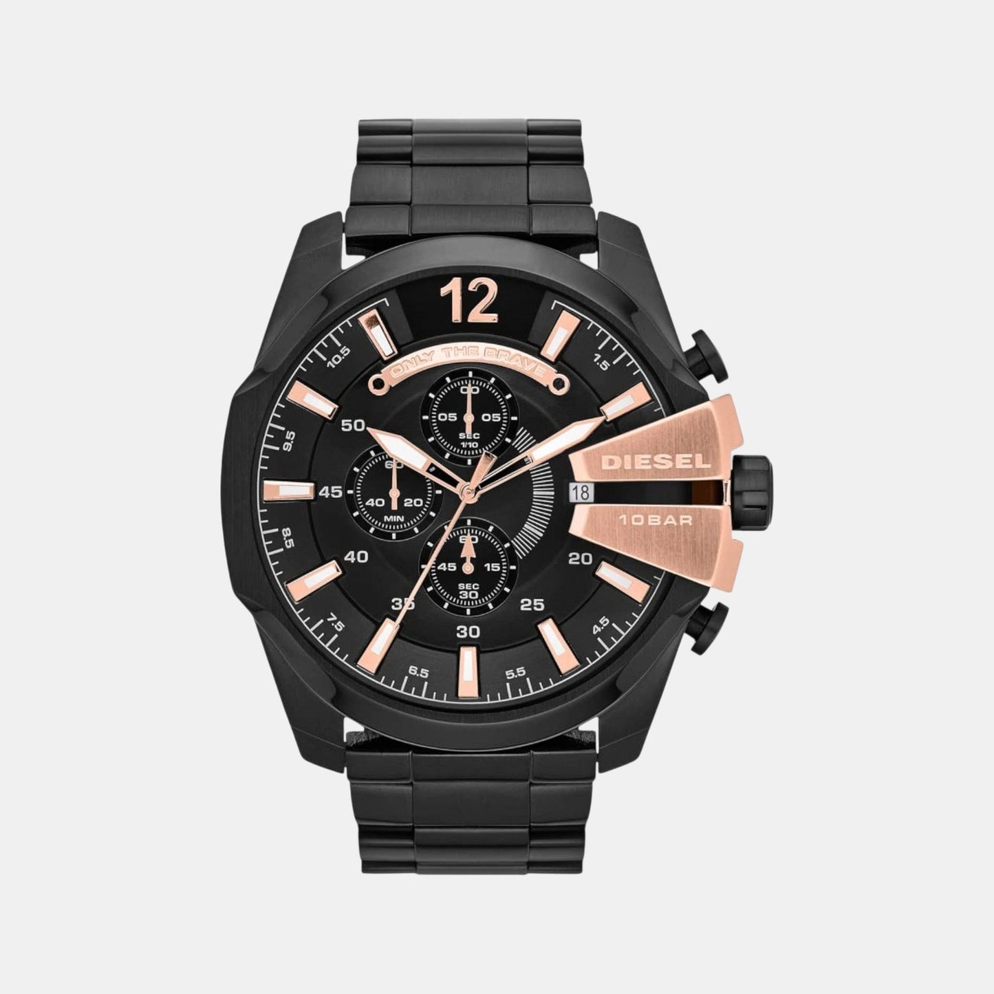 Mega Chief Men Quartz Black Dial Chronograph Stainless Steel Watch DZ4309