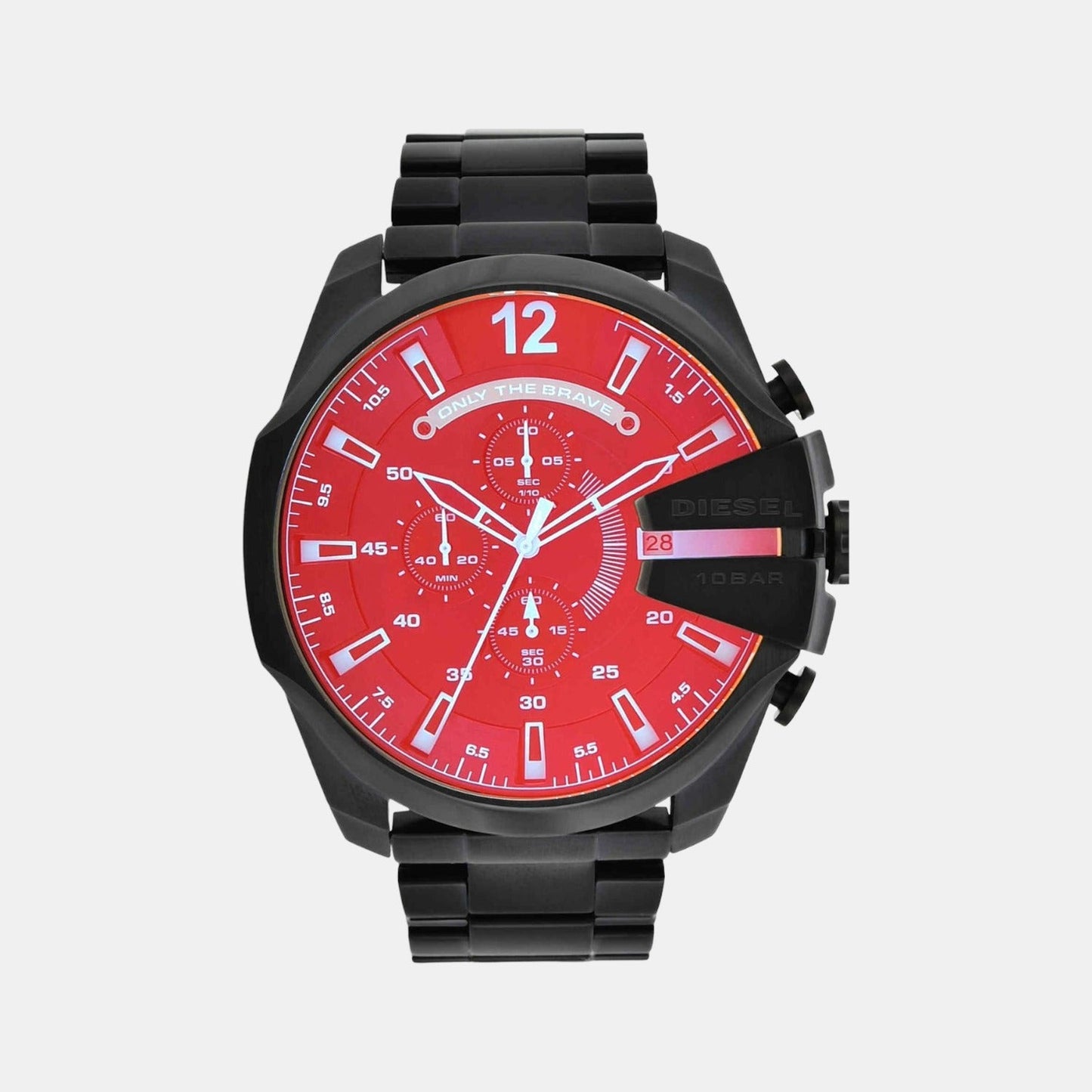 Mega Chief Men Quartz Red Dial Chronograph Stainless Steel Watch DZ4318