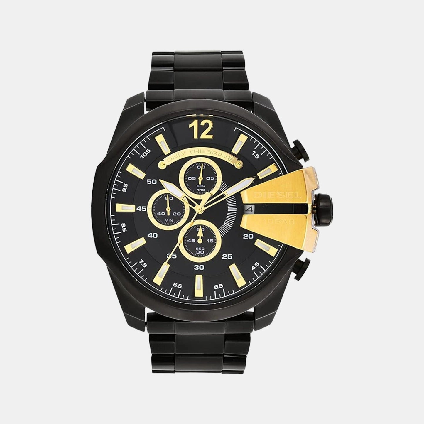 Mega Chief Men Quartz Black Dial Chronograph Stainless Steel Watch DZ4338