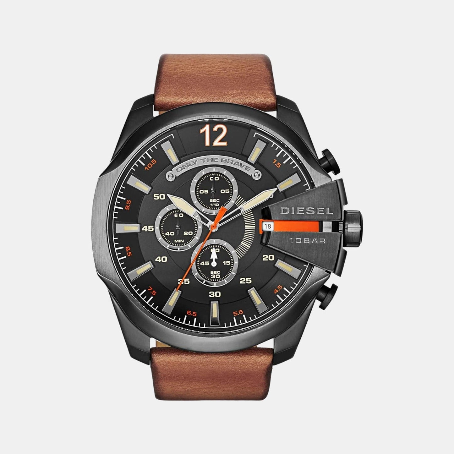 Mega Chief Men Quartz Black Dial Chronograph Leather Watch DZ4343