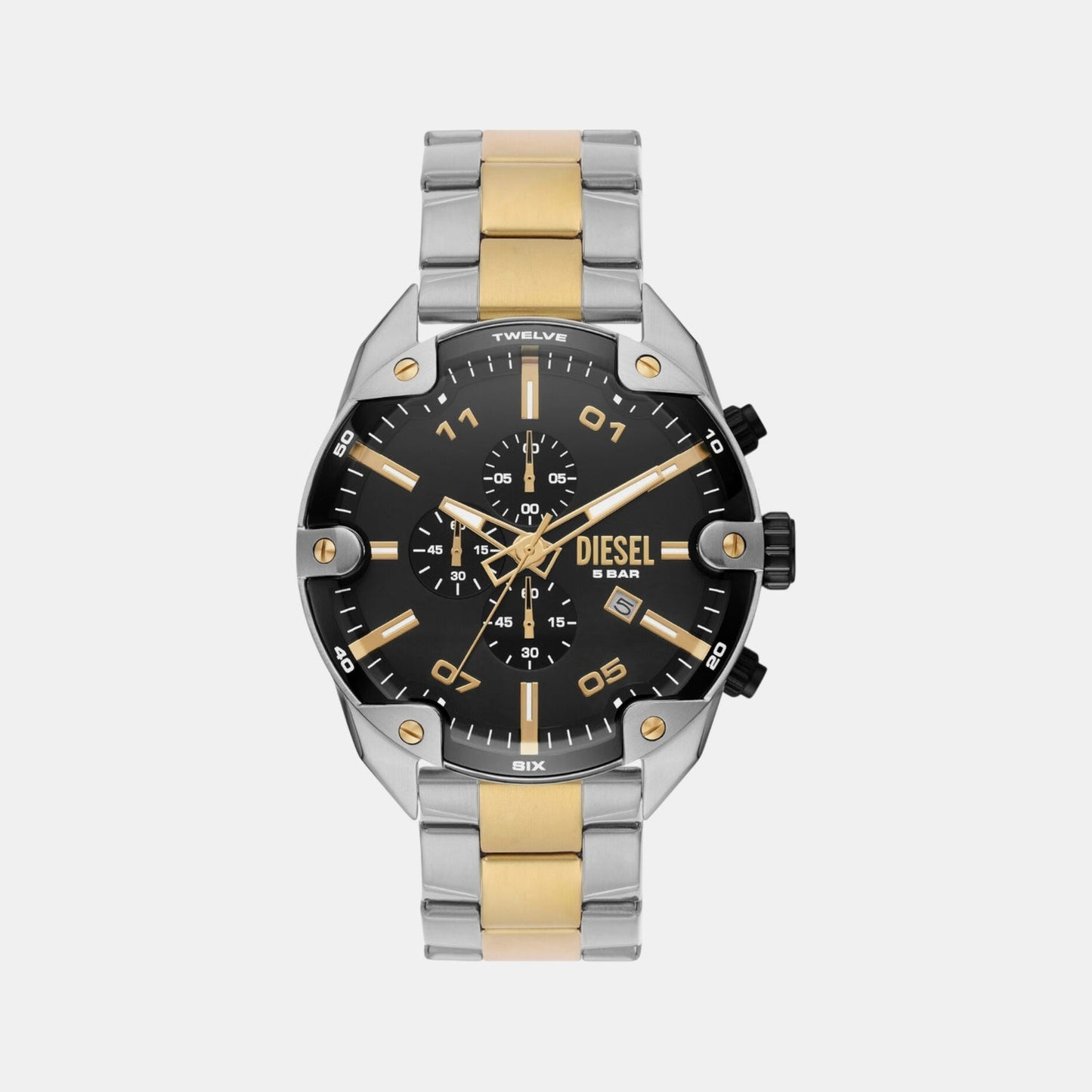 Spiked Men Quartz Black Dial Chronograph Stainless Steel Watch DZ4627