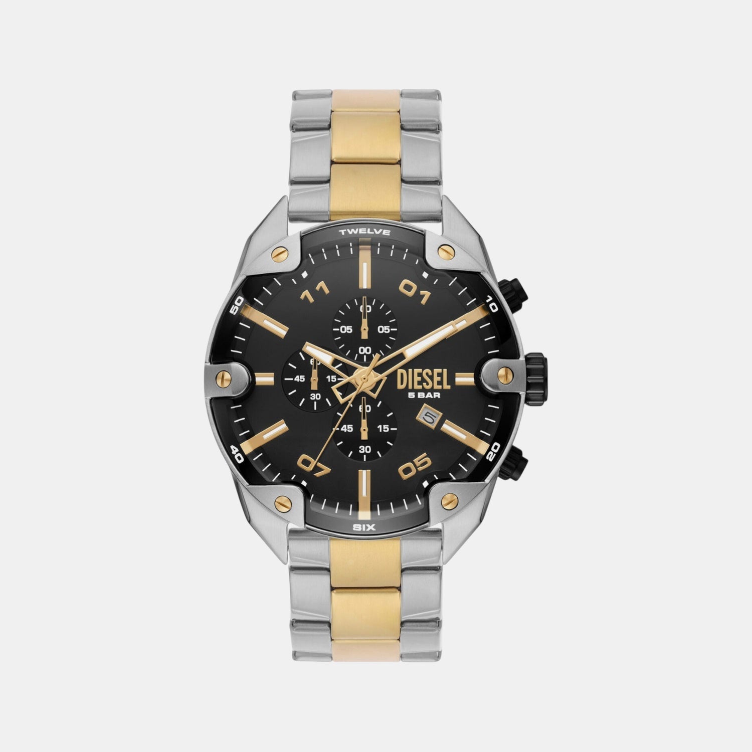 Spiked Men Quartz Black Dial Chronograph Stainless Steel Watch DZ4627